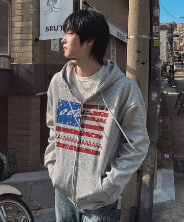 America Crop Hooded Zip-Up